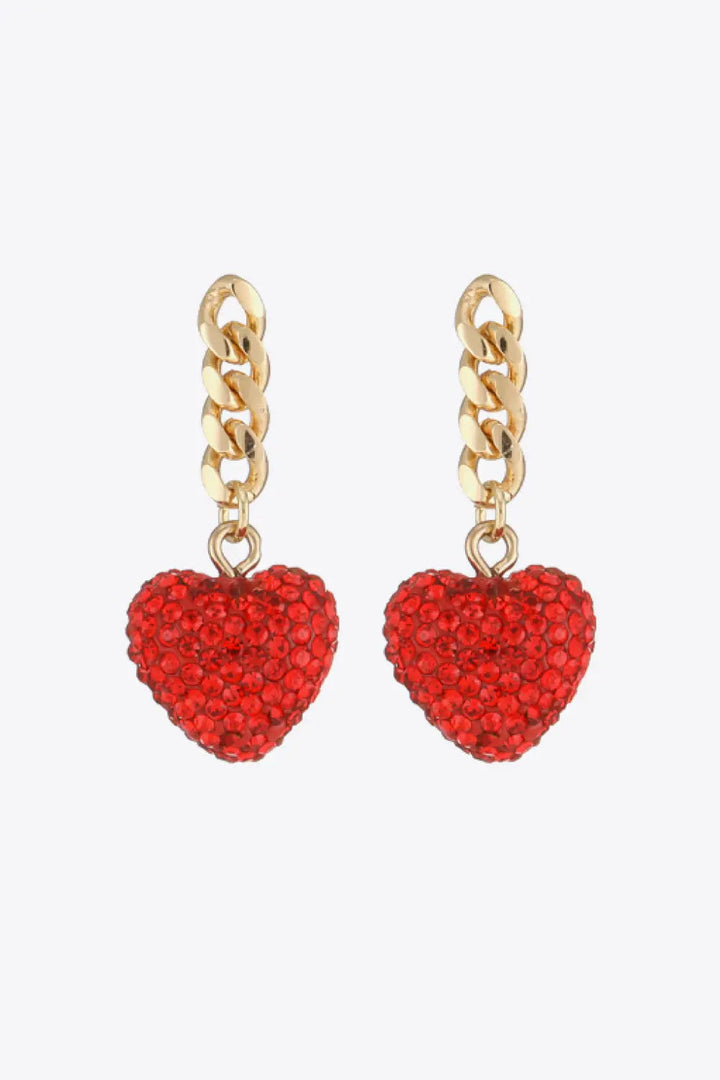 LOVCIA Rhinestone Heart Chain Drop Earrings