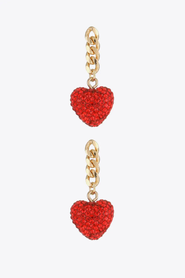 LOVCIA Rhinestone Heart Chain Drop Earrings