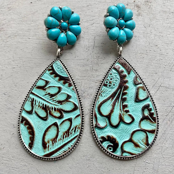 Turquoise Flower Teardrop Earrings LOVCIA