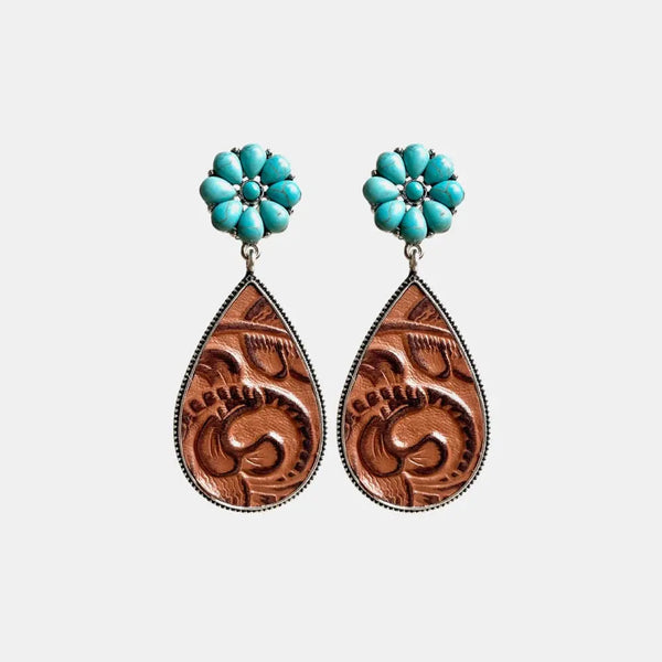 LOVCIA Turquoise Flower Teardrop Earrings