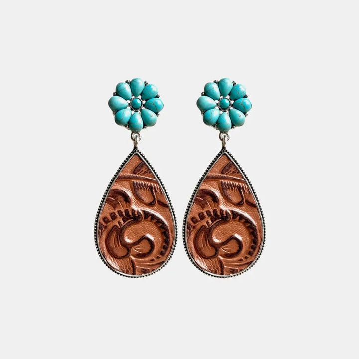 Turquoise Flower Teardrop Earrings LOVCIA