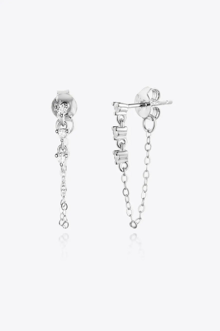 Zircon 925 Sterling Silver Chain Earrings LOVCIA