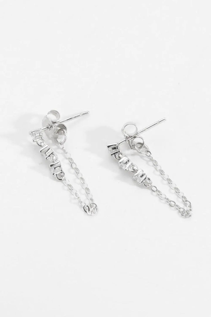 Zircon 925 Sterling Silver Chain Earrings LOVCIA