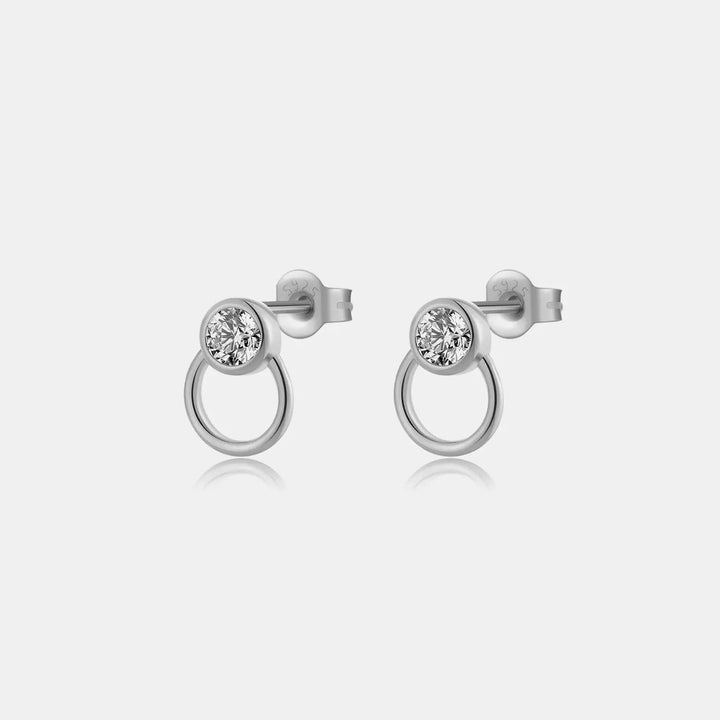 Inlaid Zircon 925 Sterling Silver Stud Earrings LOVCIA