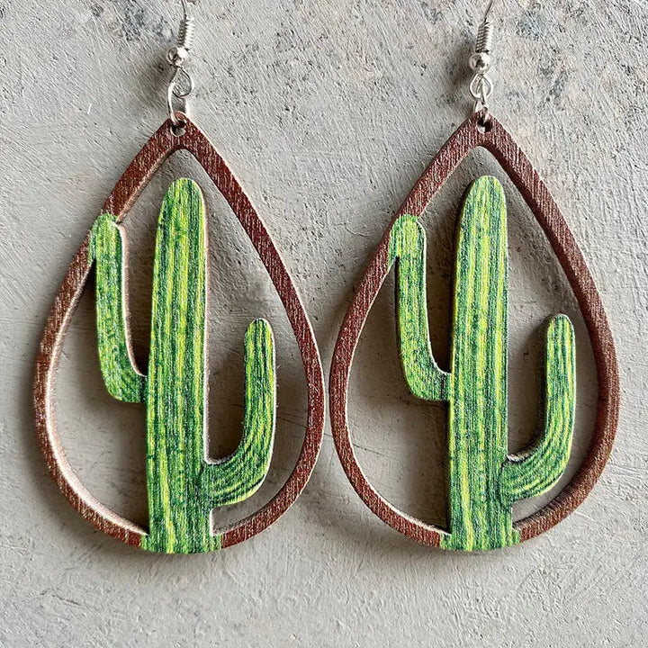 Hollowed Wooden Teardrop Earrings LOVCIA