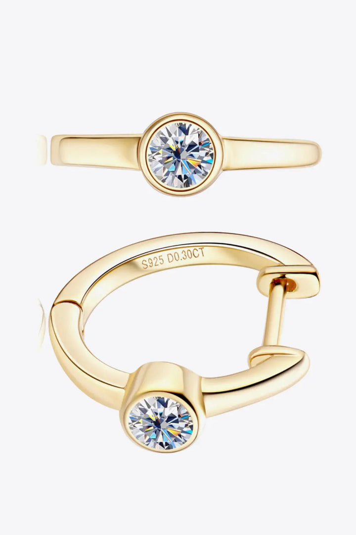 18k Gold-Plated Inlaid Moissanite Huggie Earrings LOVCIA