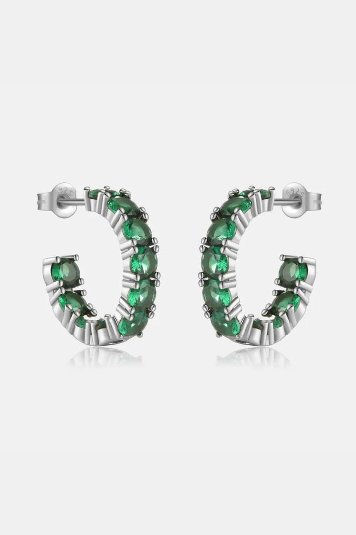 Inlaid Zircon C-Hoop Earrings LOVCIA