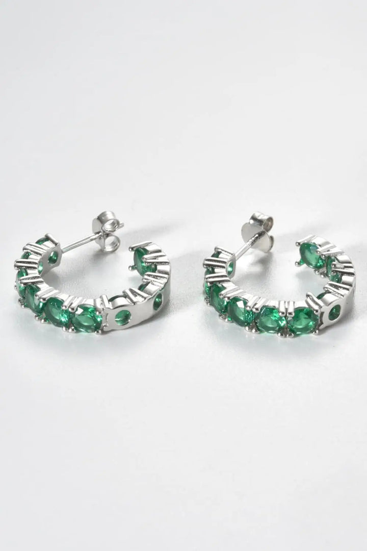 Inlaid Zircon C-Hoop Earrings LOVCIA