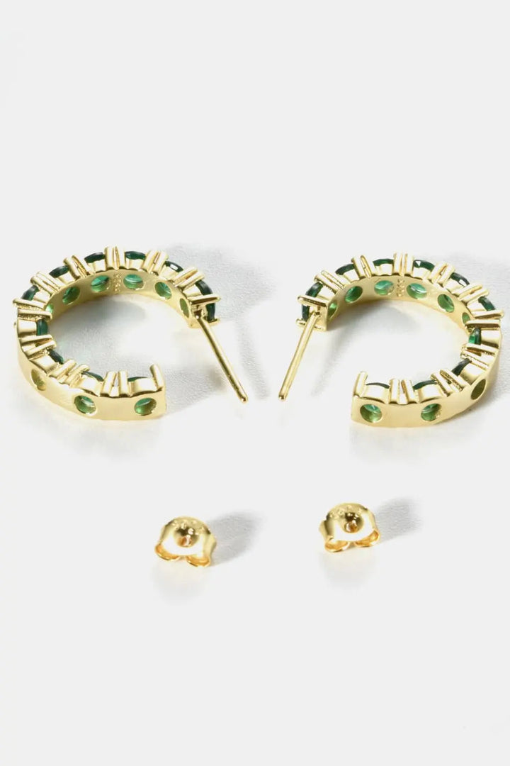 Inlaid Zircon C-Hoop Earrings LOVCIA