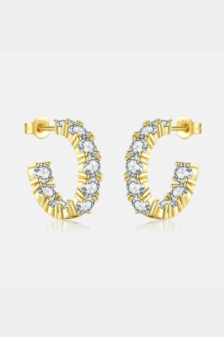 Inlaid Zircon C-Hoop Earrings LOVCIA