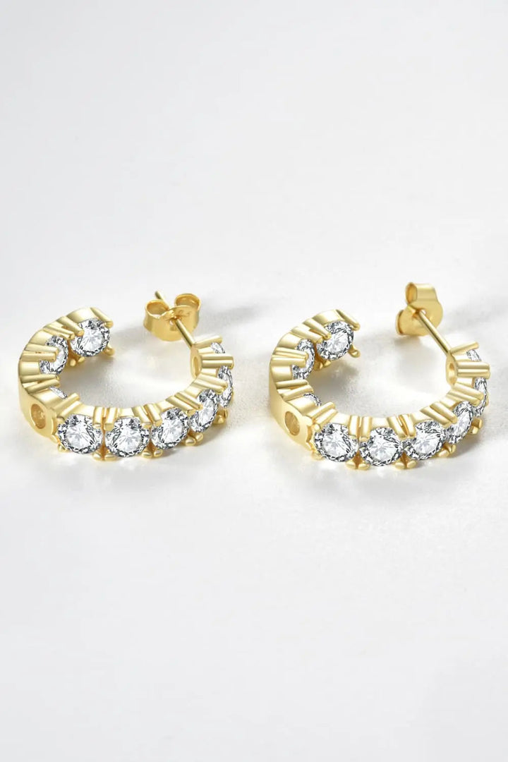 Inlaid Zircon C-Hoop Earrings LOVCIA