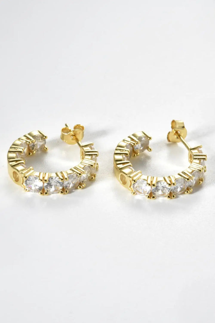 Inlaid Zircon C-Hoop Earrings LOVCIA