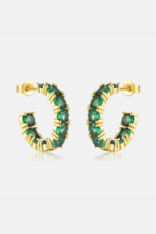 Inlaid Zircon C-Hoop Earrings LOVCIA