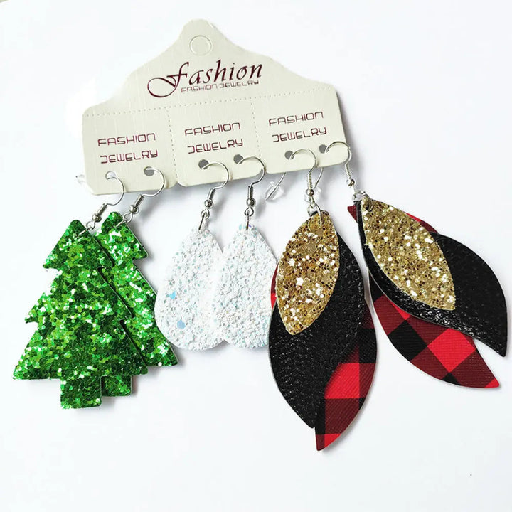 Christmas PU Earrings Set LOVCIA