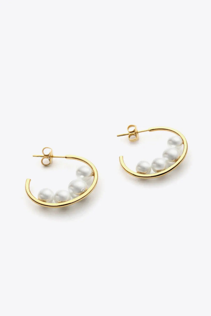 LOVCIA Can't Stop Your Shine Pearl C-Hoop Earrings