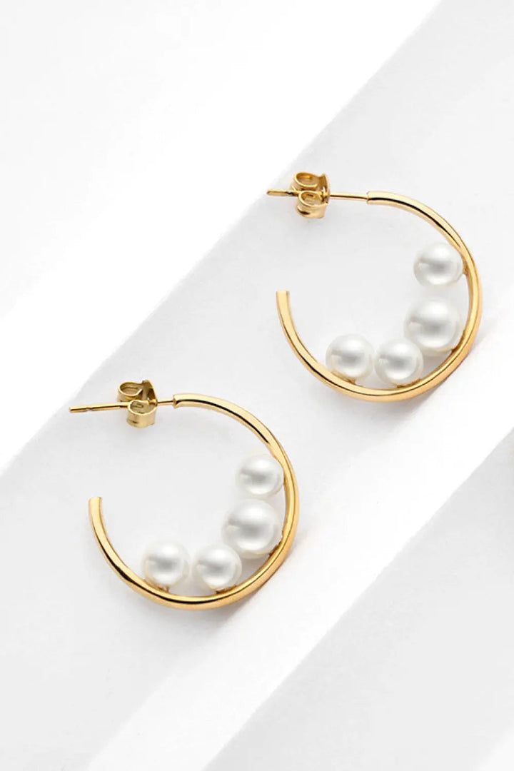 LOVCIA Can't Stop Your Shine Pearl C-Hoop Earrings