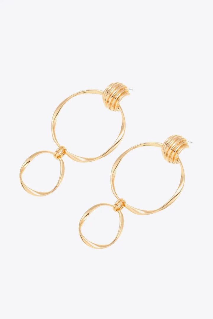 Double Hoop Zinc Alloy Drop Earrings LOVCIA