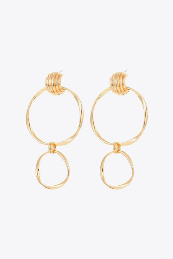 Double Hoop Zinc Alloy Drop Earrings LOVCIA