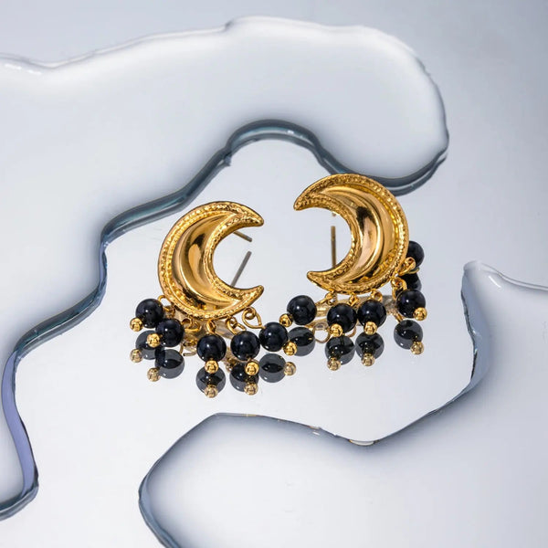 18K Gold-Plated Stainless Steel Moon Shape Earrings LOVCIA