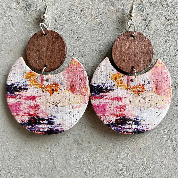 Wood & PU Drop Earrings LOVCIA