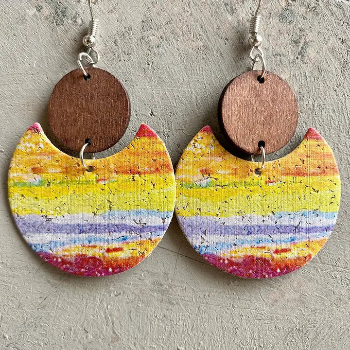 Wood & PU Drop Earrings LOVCIA