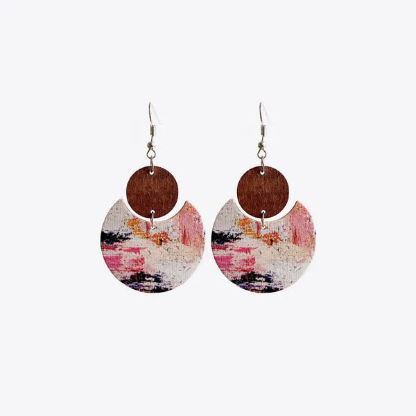 LOVCIA Wood & PU Drop Earrings