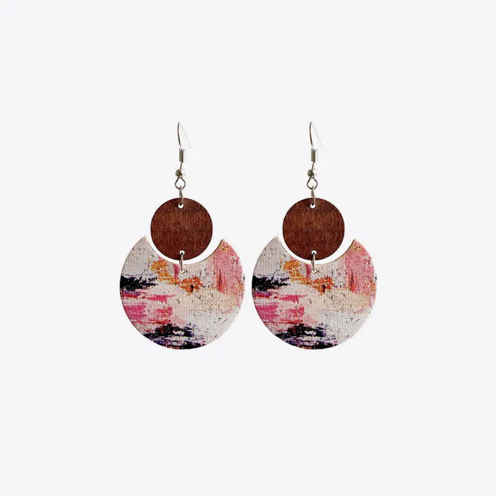 Wood & PU Drop Earrings LOVCIA