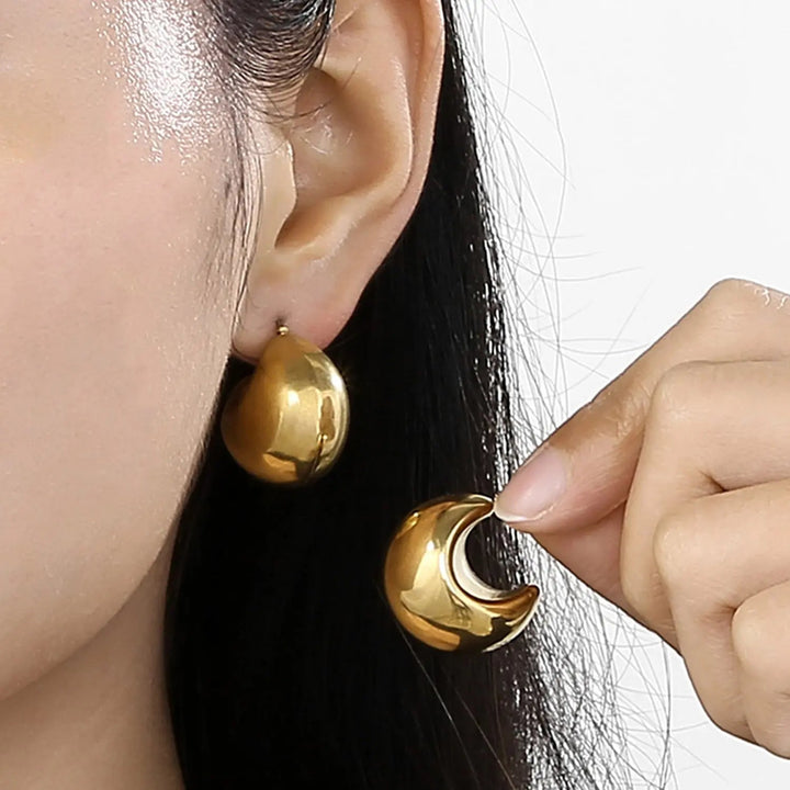 LOVCIA Stainless Steel Moon Shape Earrings