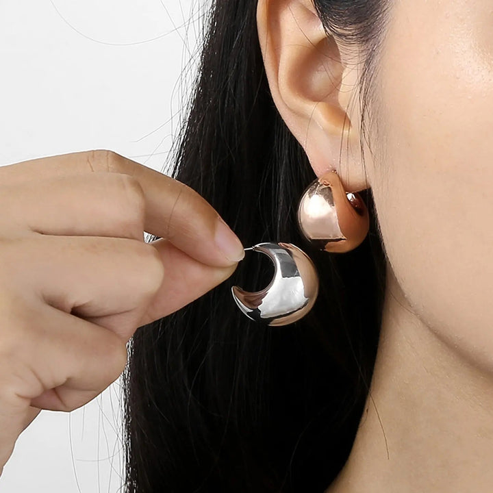 LOVCIA Stainless Steel Moon Shape Earrings