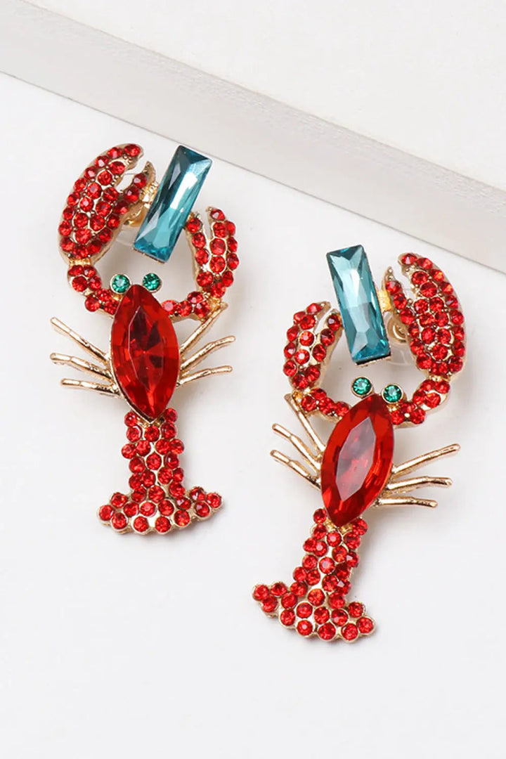 Lobster Shape Glass Stone Dangle Earrings LOVCIA