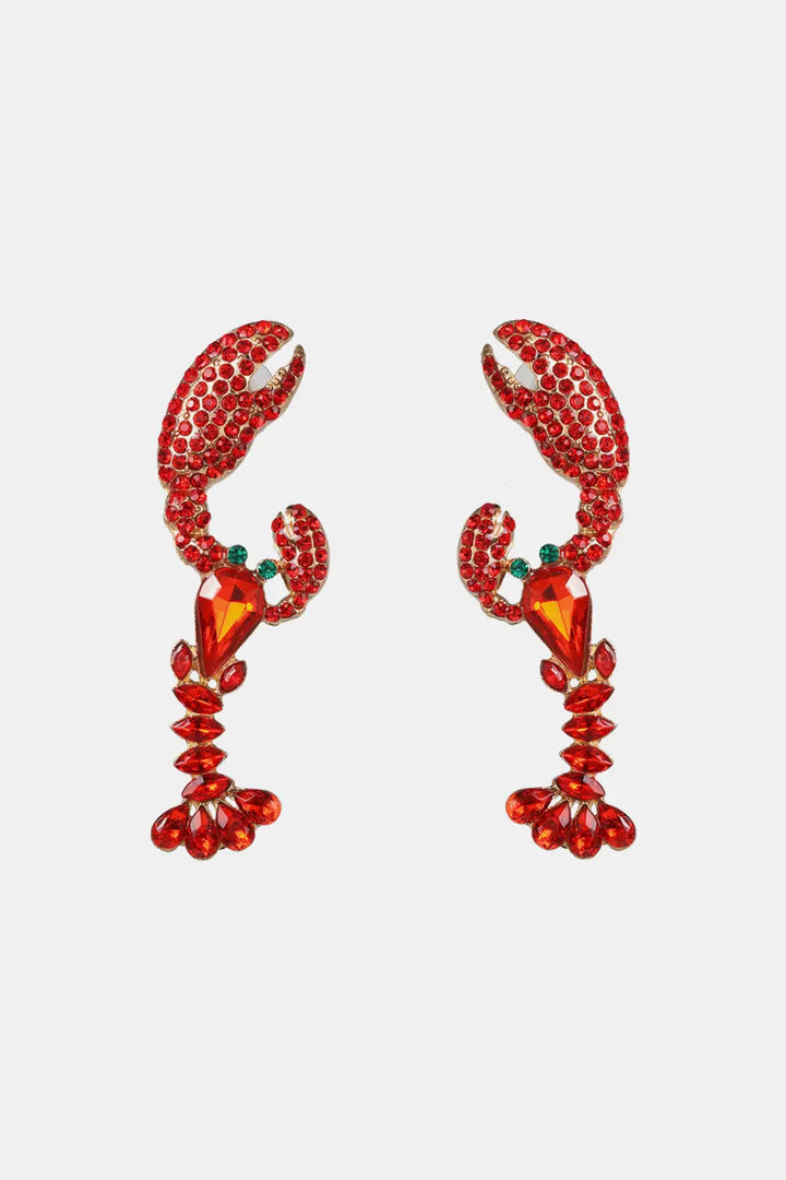 Lobster Shape Glass Stone Dangle Earrings LOVCIA