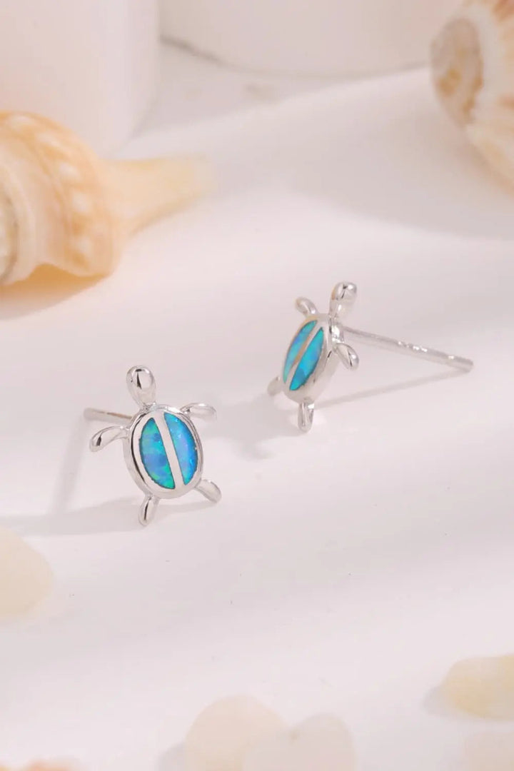 Opal Turtle 925 Sterling Silver Stud Earrings LOVCIA