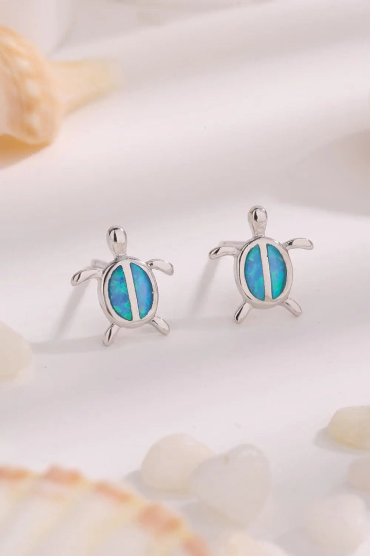 Opal Turtle 925 Sterling Silver Stud Earrings LOVCIA