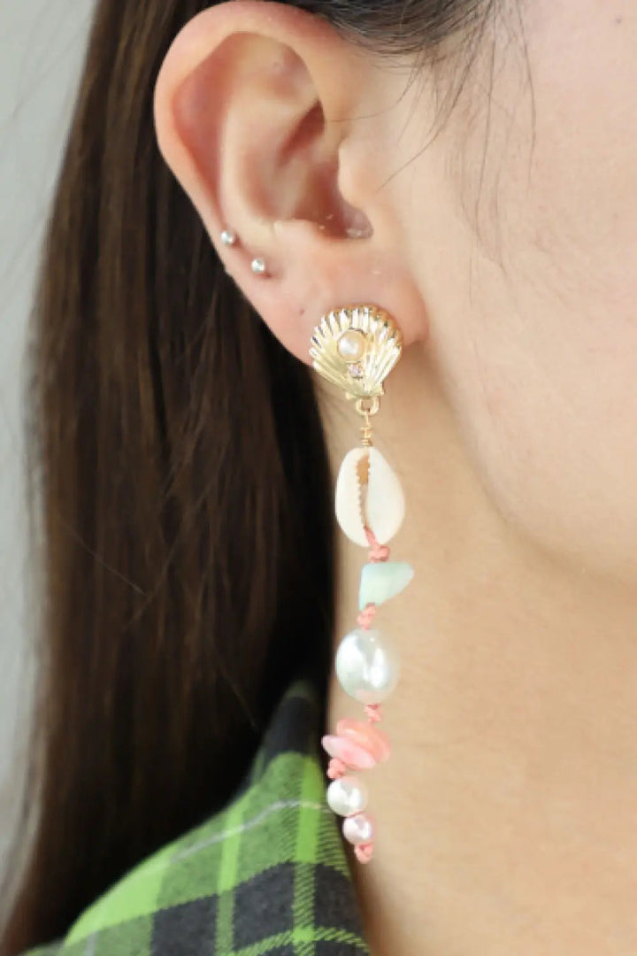 LOVCIA Synthetic Pearl Shell Drop Earrings