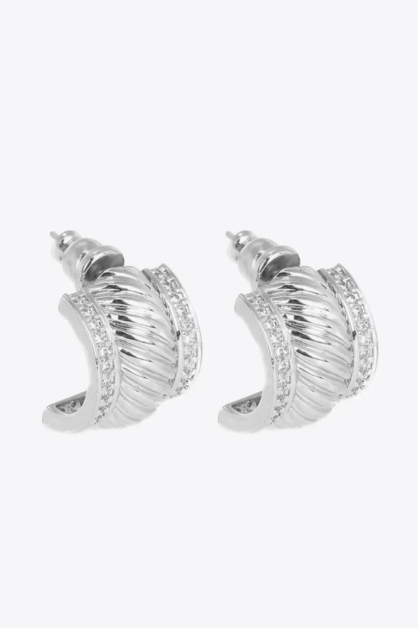 LOVCIA Textured Polished C-Hoop Earrings