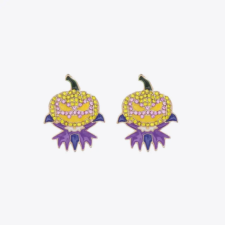 Demon Pumpkin Rhinestone Alloy Earrings LOVCIA