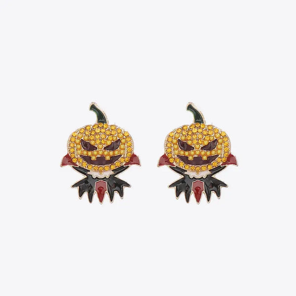 Demon Pumpkin Rhinestone Alloy Earrings LOVCIA