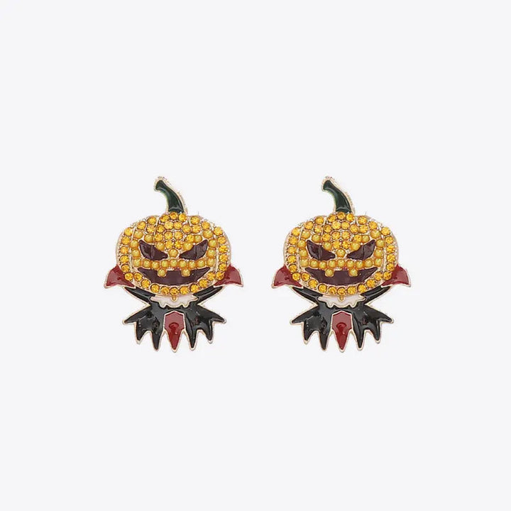 Demon Pumpkin Rhinestone Alloy Earrings LOVCIA