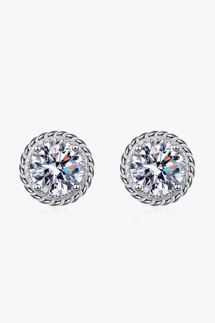 1 Carat Moissanite Rhodium-Plated Round Stud Earrings LOVCIA