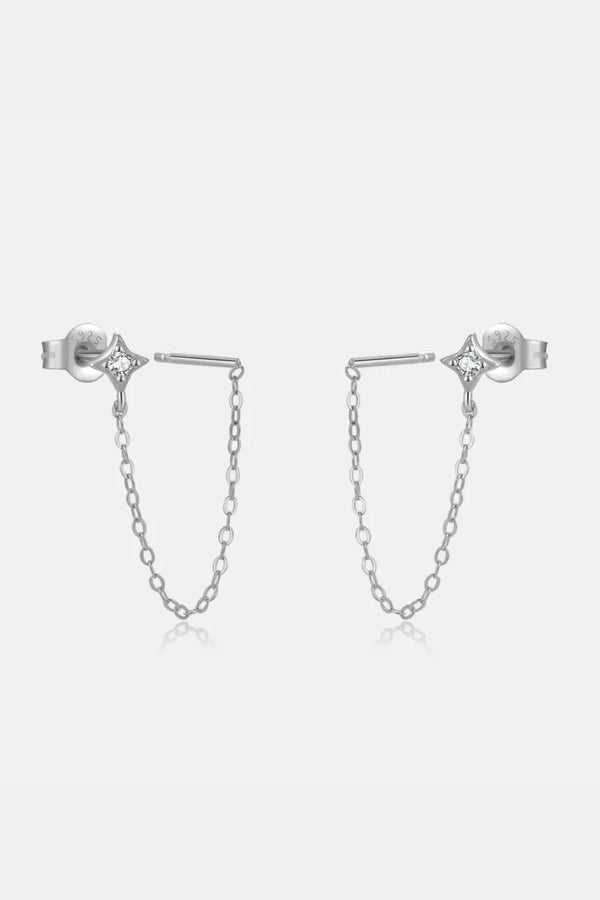 LOVCIA Inlaid Zircon Long Chain Stud Earrings