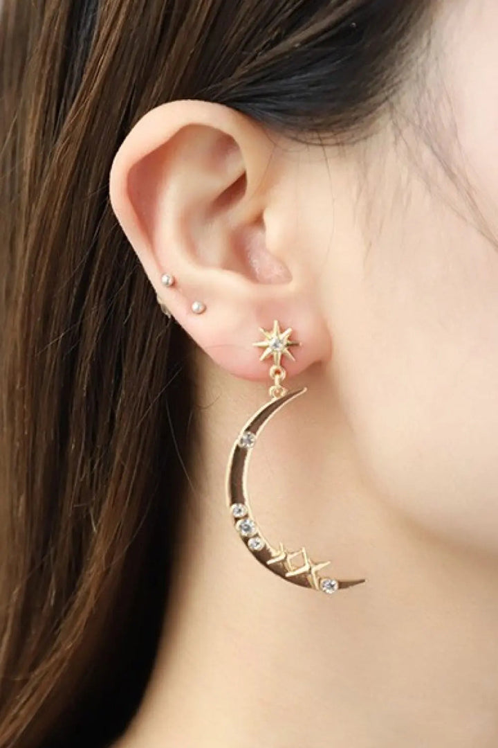 Zircon Star and Moon Alloy Earrings LOVCIA