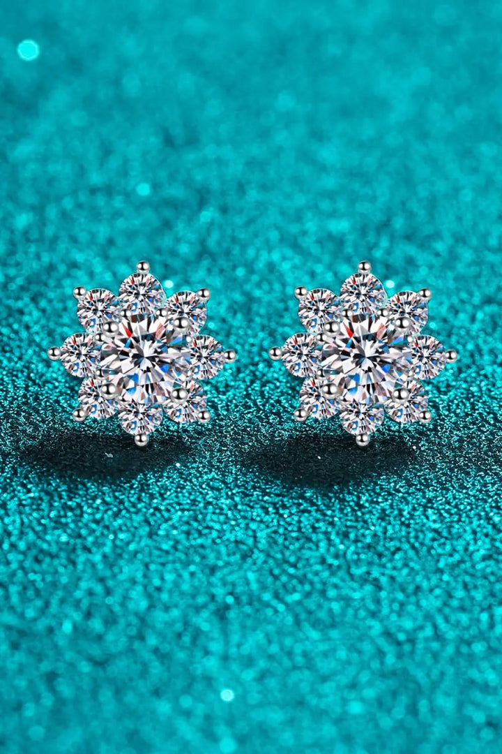 1 Carat Moissanite 925 Sterling Silver Flower Earrings LOVCIA