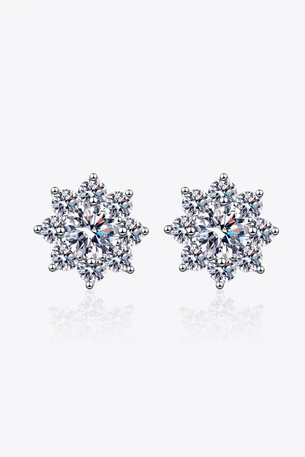 1 Carat Moissanite 925 Sterling Silver Flower Earrings LOVCIA