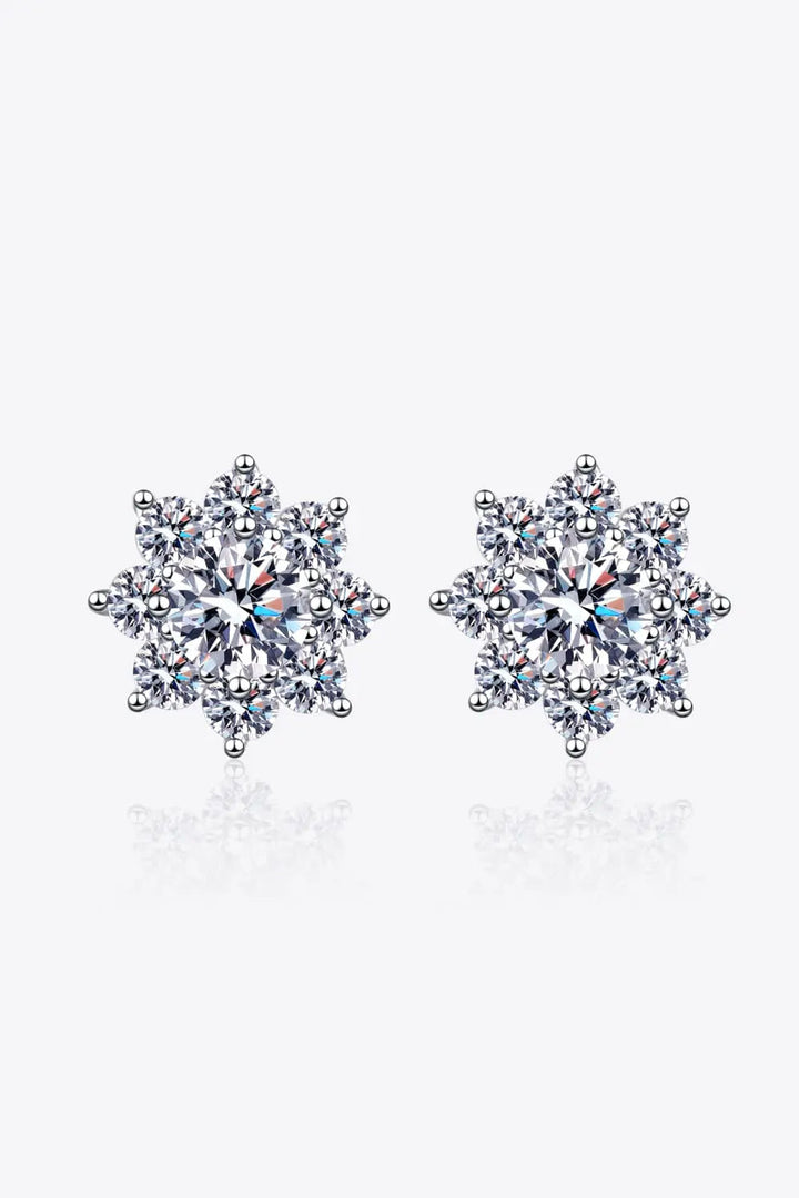 1 Carat Moissanite 925 Sterling Silver Flower Earrings LOVCIA