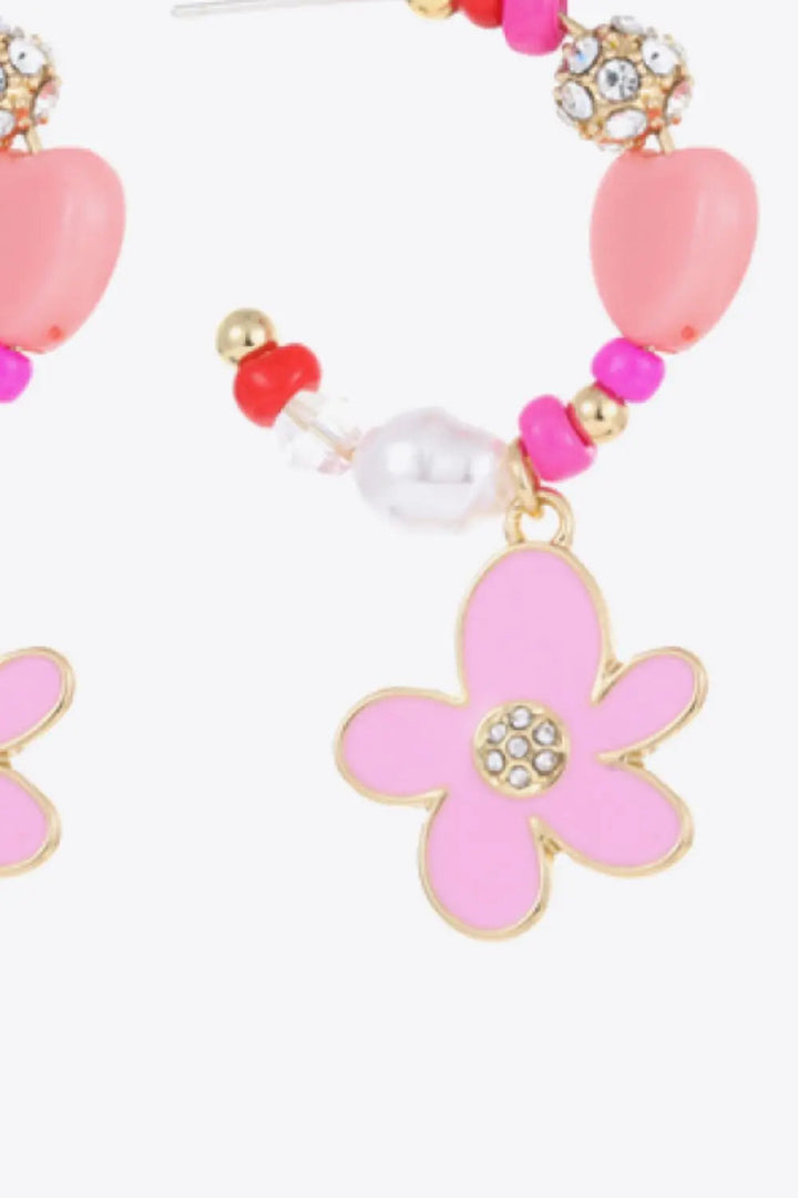 LOVCIA Flower C-Hoop Drop Earrings