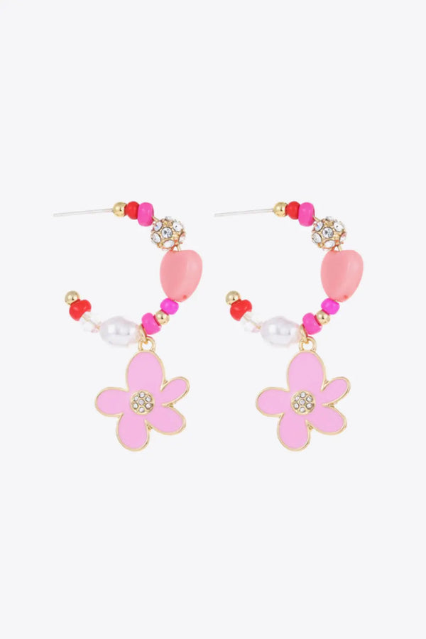 LOVCIA Flower C-Hoop Drop Earrings