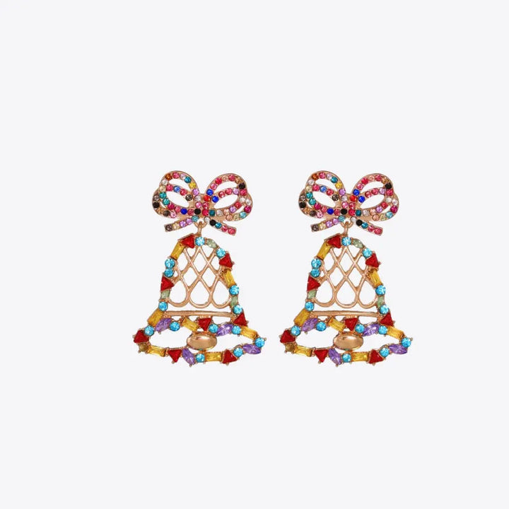 LOVCIA Rhinestone Alloy Christmas Bell Earrings