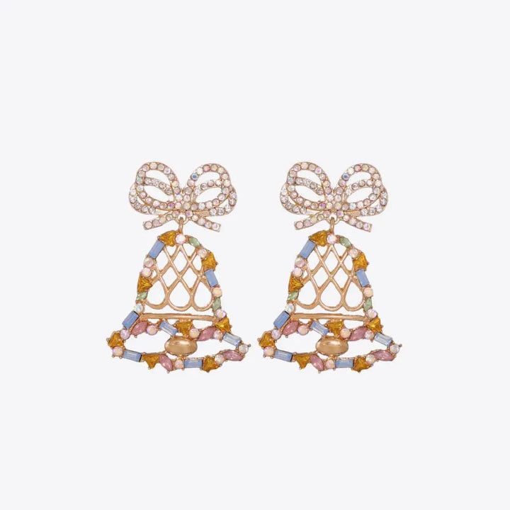 LOVCIA Rhinestone Alloy Christmas Bell Earrings