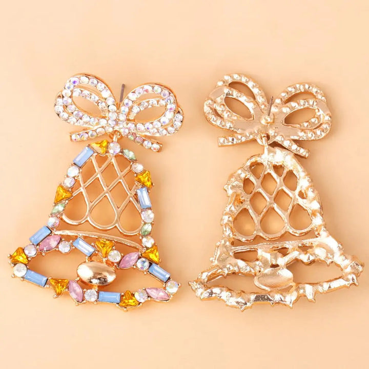 LOVCIA Rhinestone Alloy Christmas Bell Earrings