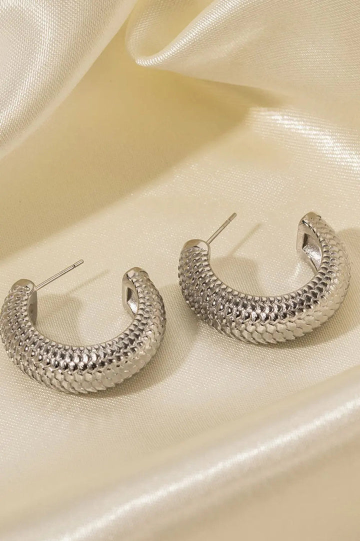 LOVCIA Stainless Steel Scale C-Hoop Earrings